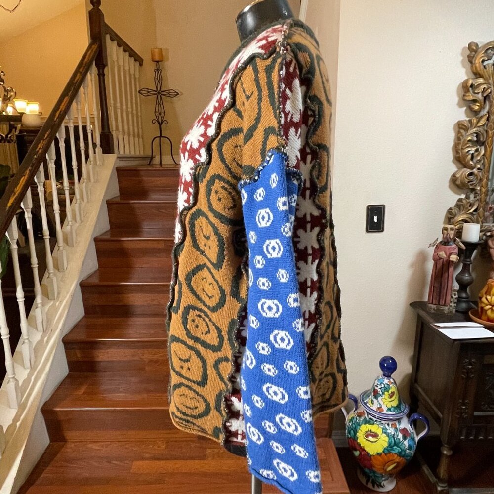 The Ragged Priest Patchwork Colorblock Chunky-Knit Pullover Sweater S Multicolor - Picture 5 of 11